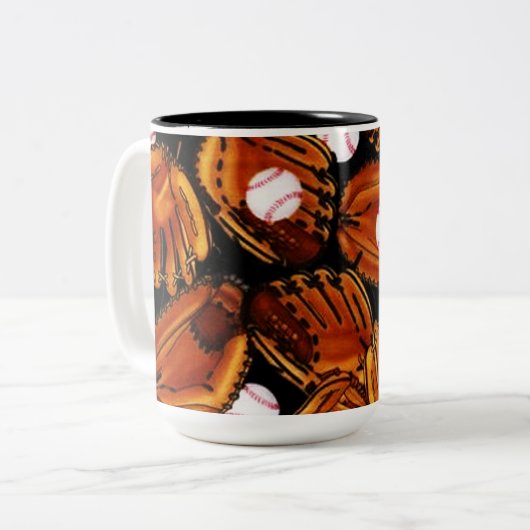 Baseball-Thema Zweifarbige Tasse (Vorderseite Links)