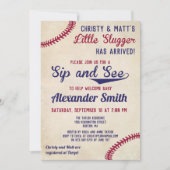 Baseball thematisierte Sip and See Einladungen (Vorderseite)