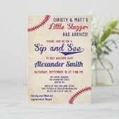 Baseball thematisierte Sip and See Einladungen (Stehend Vorderseite)