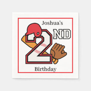 Baseball Theme 2. Geburtstag Napkin Bat Ball Mitt Serviette