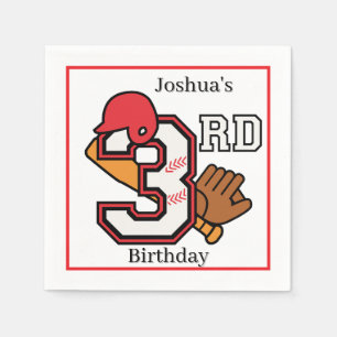 Baseball Theme 3. Geburtstag Napkin Bat Ball Mitt Serviette