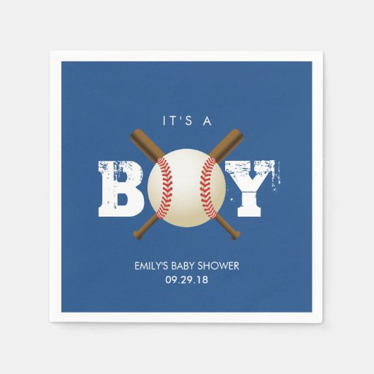 Baseball Theme Baby Boy Navy Blue Baby Dusche Serviette (Vorderseite)