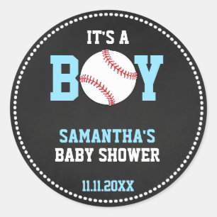 BASEBALL Theme Babydusche Blueboy Runder Aufkleber