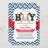 Baseball Theme Blue Zickzack Es ist eine Baby-Dusc Einladung (Vorne/Hinten)