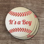 Baseball Theme Boy Baby Dusche Runder Pappuntersetzer<br><div class="desc">Baseball Theme Boy Baby Shower Paper Untersetzer.</div>