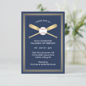 Baseball Theme Empfang & Party Details Gold Begleitkarte (Stehend Vorderseite)