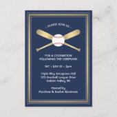Baseball Theme Empfang & Party Details Gold Begleitkarte (Vorderseite)