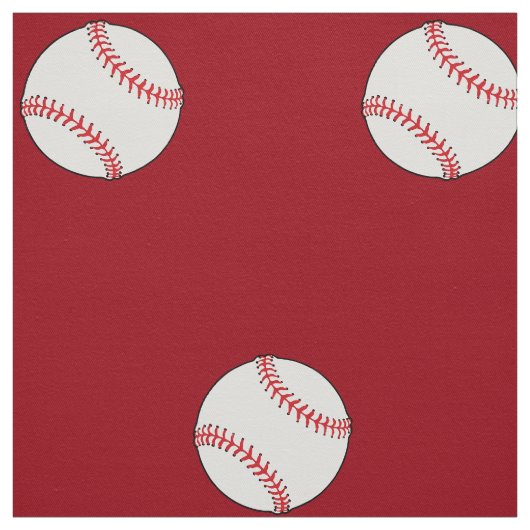 Baseball Theme Fabric Red BG HAMbyWG Stoff (Muster)