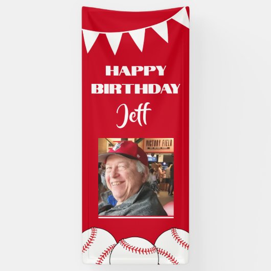 Baseball Theme Foto Geburtstag Hangbanner Banner (Vertikal)