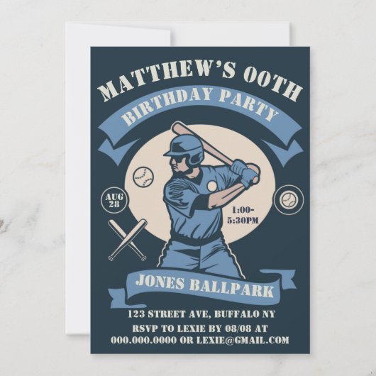 Baseball Theme Geburtstagsparty (Vorderseite)