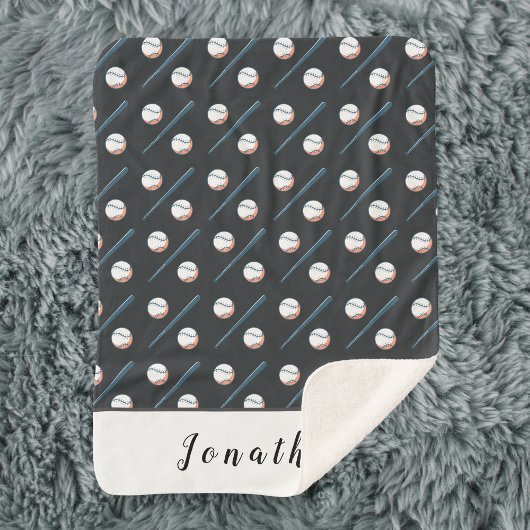 Baseball Theme Individuelle Name Blanket für einen Sherpadecke