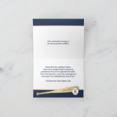Baseball Theme Party Elegante Navy Blue und Gold T Dankeskarte (Innenseite)