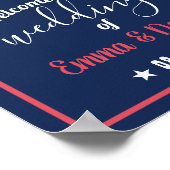 Baseball Theme Sports Wedding Navy Blue Willkommen Poster (Ecke)
