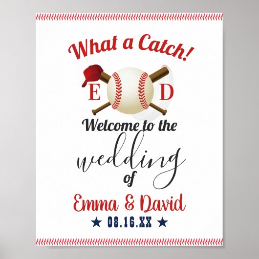Baseball Theme Sports Wedding Willkommen Poster (Vorne)
