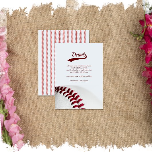 Baseball Theme Typografy Wedding Details Begleitkarte