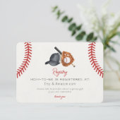 Baseball Theme Zuhause Run Baby Shooting Registry Begleitkarte (Stehend Vorderseite)