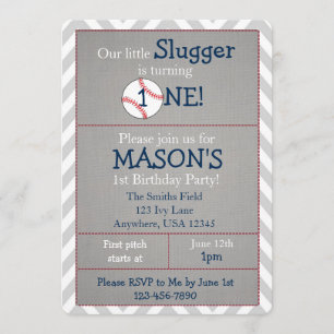 Baseball-Themed 1. Geburtstags-Party Einladung