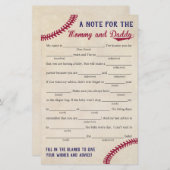 Baseball Themed Baby Duschberatung Spielkarten (Vorne/Hinten)