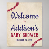 Baseball Themed Baby Dusche Begrüßungszeichen Plak Poster (Vorne)