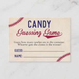 Baseball Themed Baby Dusche Candy Guessing Game Visitenkarte