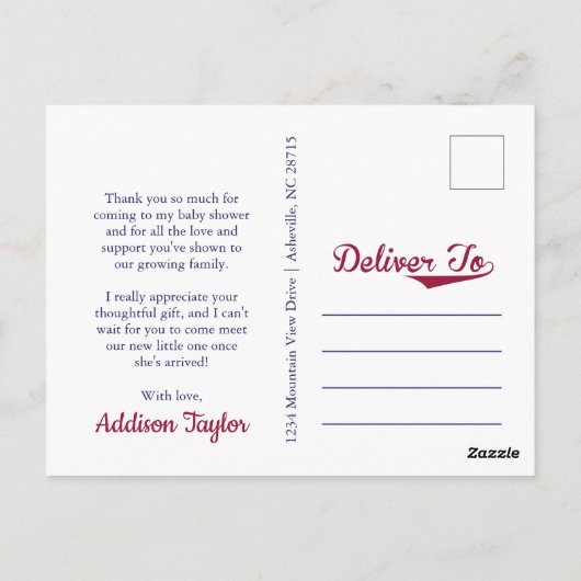 Baseball Themed Baby Dusche Danke Postkarten (Rückseite)