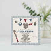 Baseball Themed Baby Dusche Einladungen (Stehend Vorderseite)