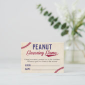 Baseball Themed Baby Dusche Erdnuss Guessing Spiel Visitenkarte (Stehend Vorderseite)