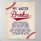 Baseball Themed Baby Dusche Mein Wasser Broke Spie Poster (Vorne)
