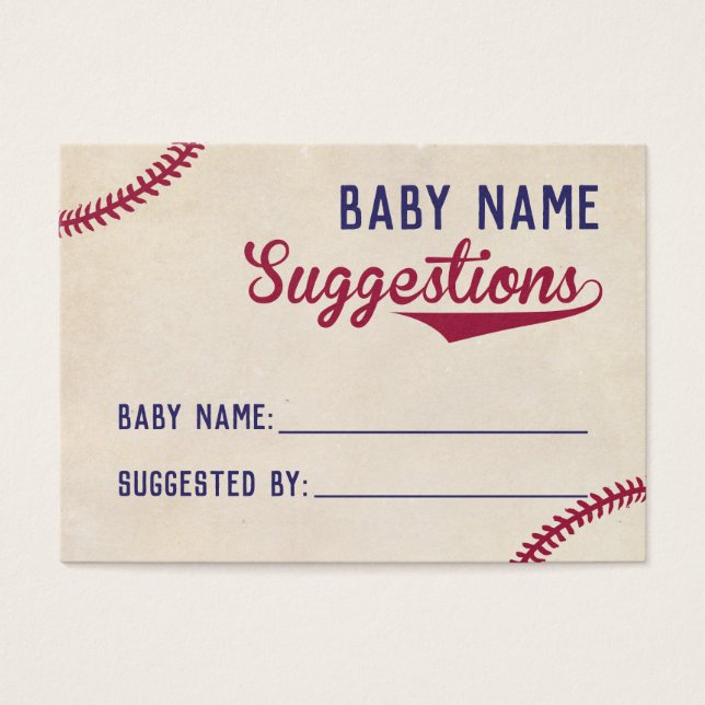 Baseball Themed Baby Dusche Name Hinweis Karten (Vorderseite)