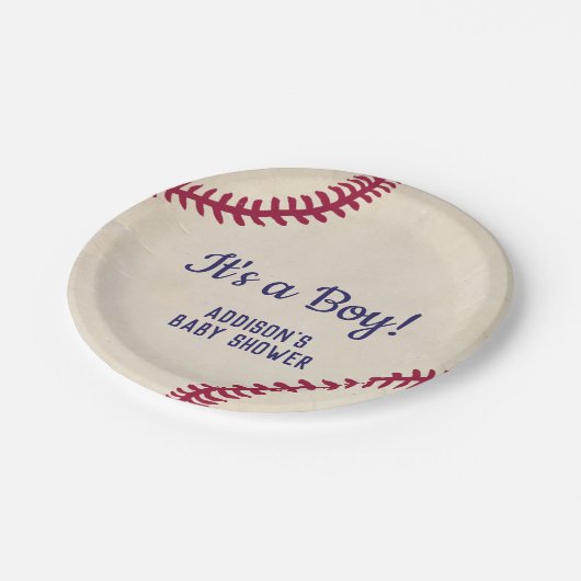 Baseball Themed Baby Dusche Paper Teller (Schrägansicht)