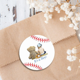 Baseball Themed Baby Dusche Runder Aufkleber