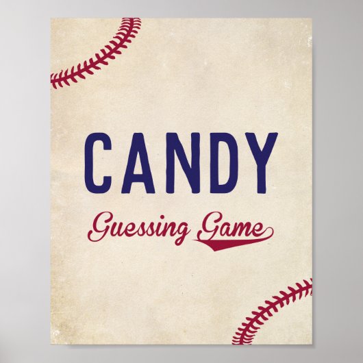 Baseball Themed Baby Dusche schätzen wie viele Zei Poster (Vorne)