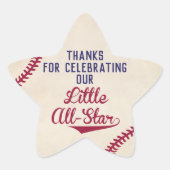 Baseball Themed Baby Dusche Star Sticker (Vorderseite)