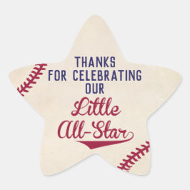 Baseball Themed Baby Dusche Star Sticker