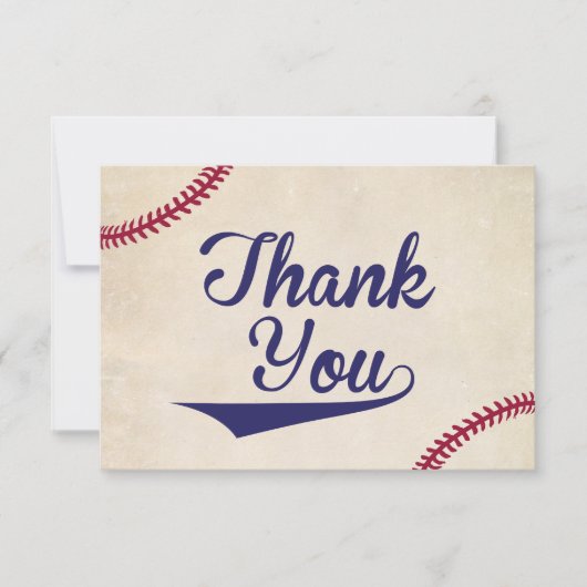Baseball Themed Baby Dusche Vielen Dank Karten fla (Vorderseite)
