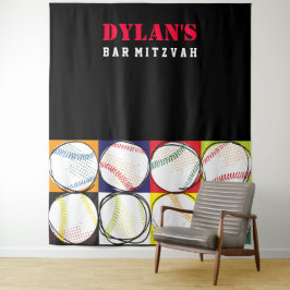Baseball Themed Bar Mitzvah Foto Op Hintergrund Wandteppich
