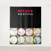 Baseball Themed Bar Mitzvah Foto Op Hintergrund Wandteppich (Vorderseite)