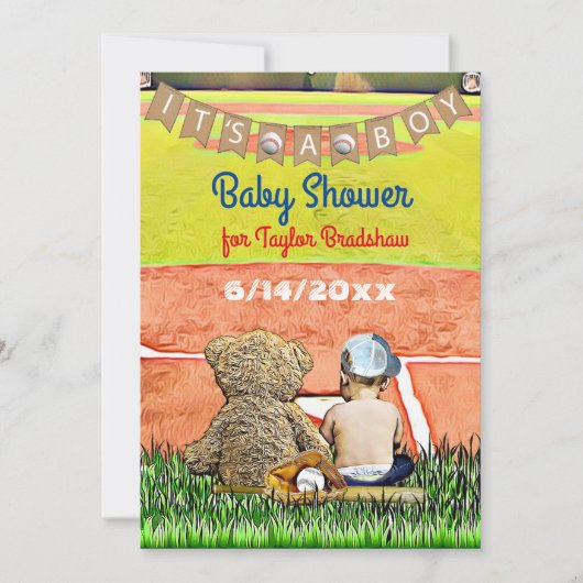 Baseball Themed Boy's Baby Shower Einladung (Vorderseite)