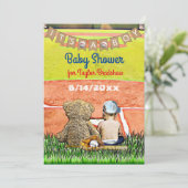 Baseball Themed Boy's Baby Shower Einladung (Stehend Vorderseite)