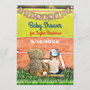 Baseball Themed Boy's Baby Shower Einladung