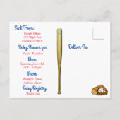 Baseball Themed Boy's Baby Shower Einladung Postkarte (Rückseite)