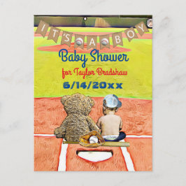 Baseball Themed Boy's Baby Shower Einladung Postkarte