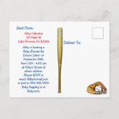 Baseball Themed Boy's Baby Shower Postkarte (Rückseite)