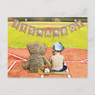 Baseball Themed Boy's Baby Shower Postkarte