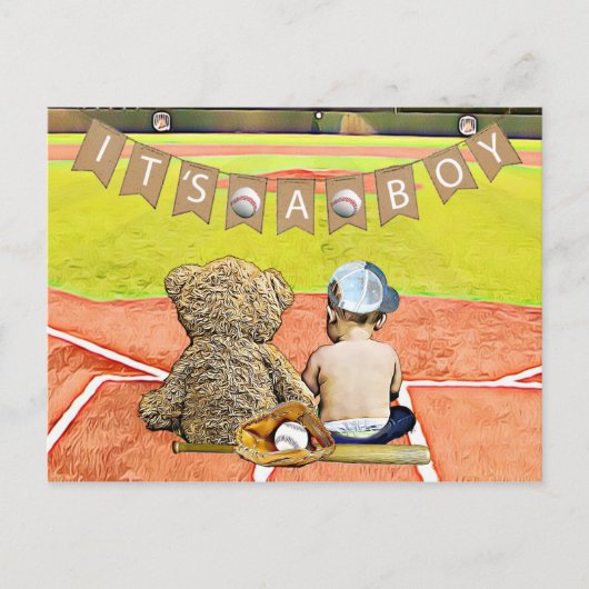 Baseball Themed Boy's Baby Shower Postkarte (Vorderseite)