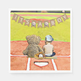 Baseball Themed Boy's Baby Shower Serviette