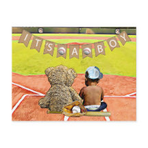 Baseball Themed Boy's Ethnic Baby Shower Postkarte