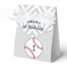 Baseball themed First Birthday Favor Box