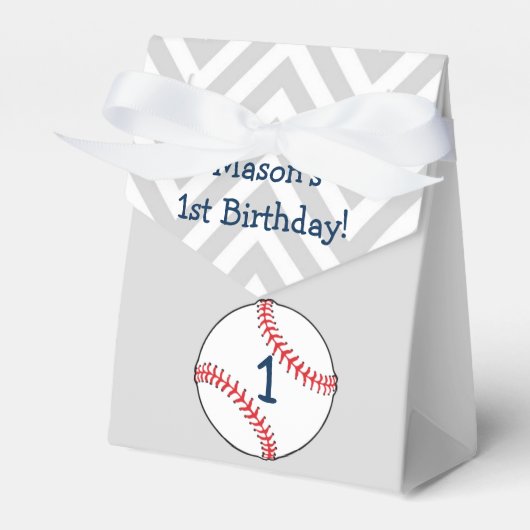 Baseball themed First Birthday Favor Box Geschenkschachtel (Vorderseite)