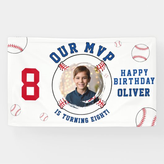 Baseball Themed Kindergeburtstag Foto Banner (Horizontal)